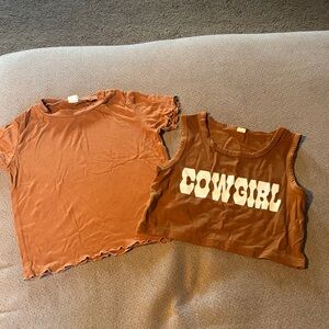 Brown Kids Cowgirl Shirt Set by SHEIN